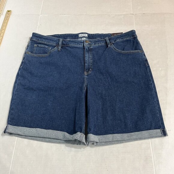 Ava & Viv High Rise Bermuda 9” Jean Shorts Womens 26W Denim Dark Wash Cuff - Picture 4 of 9